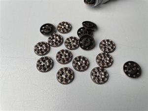 Metalknap - fint mønster i antik kobber, 13 mm